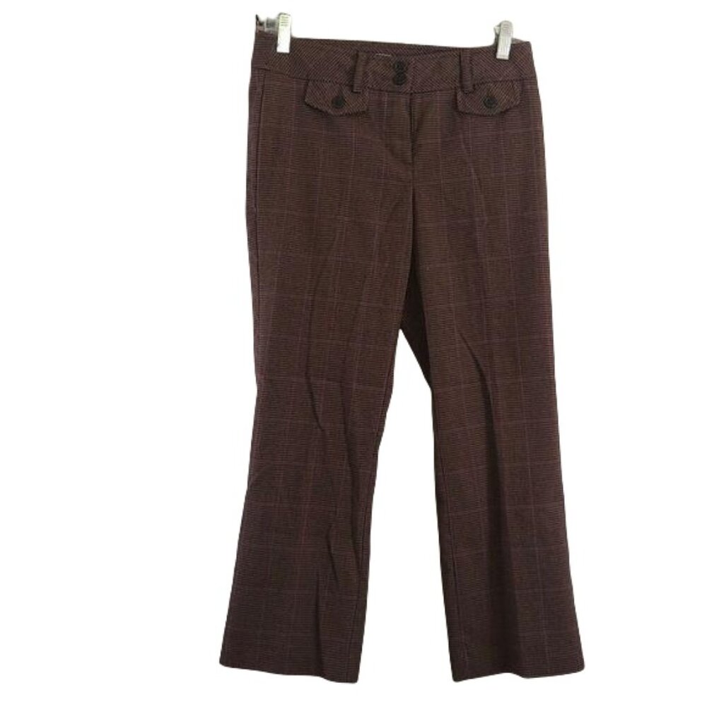 Bass Womens Brown & Pink Houndstooth Stretch Pants Size 2